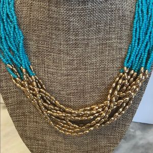 Turquoise and gold Necklace and earring set